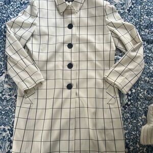 Alex Marie Cream Coat with Navy Windowpane and Black Buttons